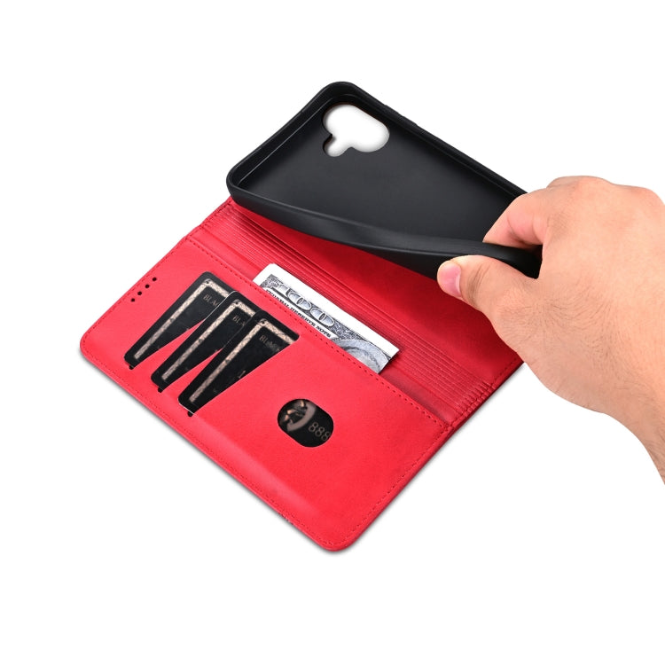 For iPhone 16 Plus AZNS Magnetic Calf Texture Flip Leather Phone Case(Red)