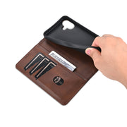 For iPhone 16 AZNS Magnetic Calf Texture Flip Leather Phone Case(Dark Brown)