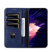 For iPhone 16 AZNS Magnetic Calf Texture Flip Leather Phone Case(Dark Blue)