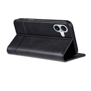 For iPhone 16 AZNS Magnetic Calf Texture Flip Leather Phone Case(Black)