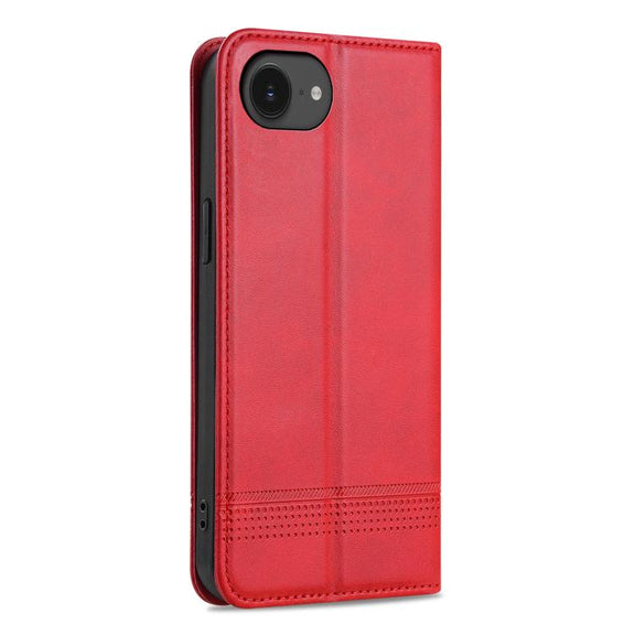 For iPhone 16e AZNS Magnetic Calf Texture Flip Leather Phone Case(Red)