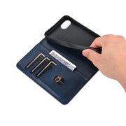 For iPhone 16e AZNS Magnetic Calf Texture Flip Leather Phone Case(Dark Blue)