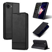 For iPhone 16e AZNS Magnetic Calf Texture Flip Leather Phone Case(Black)