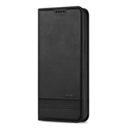 For iPhone 16e AZNS Magnetic Calf Texture Flip Leather Phone Case(Black)