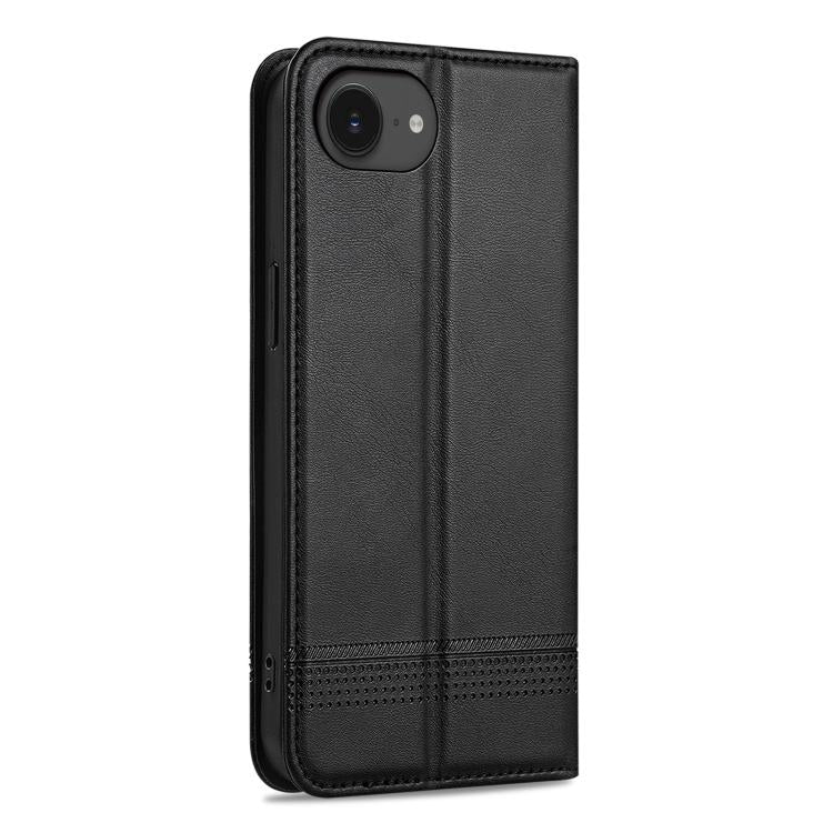 For iPhone 16e AZNS Magnetic Calf Texture Flip Leather Phone Case(Black)