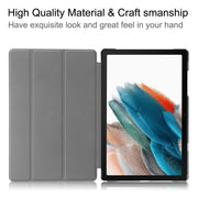 For Samsung Galaxy Tab A9 Custer Pure Color 3-Fold Holder Leather Tablet Case(Grey)