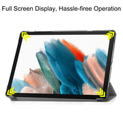 For Samsung Galaxy Tab A9 Custer Pure Color 3-Fold Holder Leather Tablet Case(Grey)