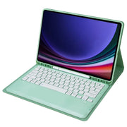 For Samsung Galaxy Tab S9+ A810B Pen Slot Detachable Bluetooth Keyboard Leather Tablet Case(Mint Green)