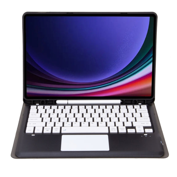 For Samsung Galaxy Tab S9+ A810B-A Touch Pad Detachable Bluetooth Keyboard Leather Tablet Case(Black+White)