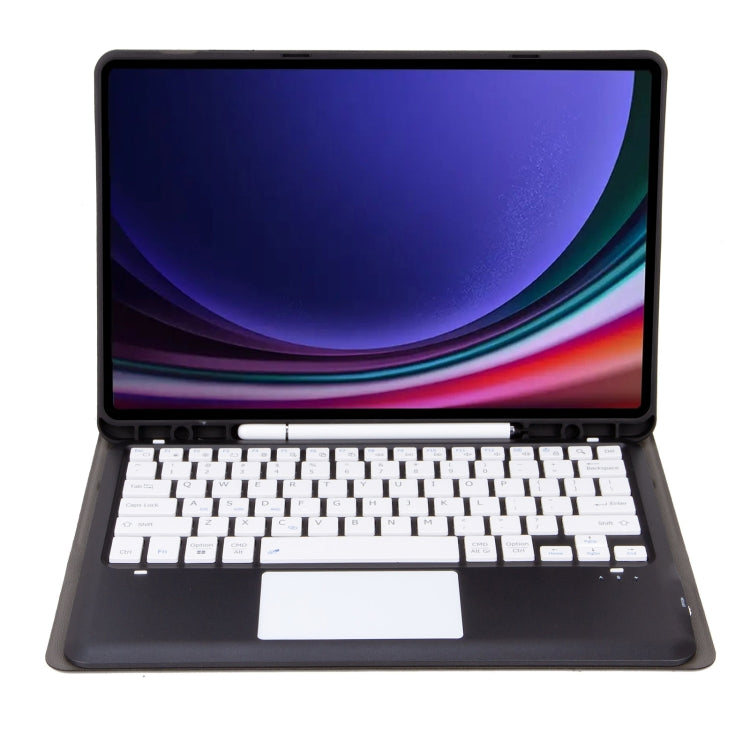 For Samsung Galaxy Tab S9+ A810B-A Touch Pad Detachable Bluetooth Keyboard Leather Tablet Case(Black+White)