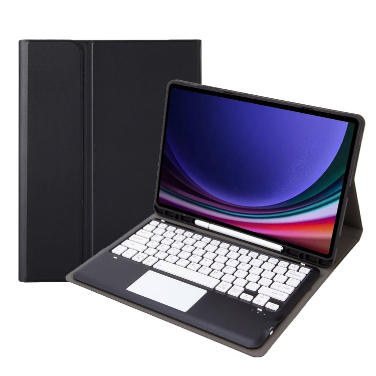 For Samsung Galaxy Tab S9 FE+ A810B-A Touch Pad Detachable Bluetooth Keyboard Leather Tablet Case(Black+White)