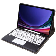 For Samsung Galaxy Tab S9 FE+ A810B-A Touch Pad Detachable Bluetooth Keyboard Leather Tablet Case(Black+White)