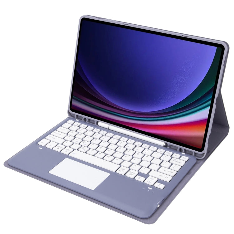 For Samsung Galaxy Tab S9 FE+ A810B-A Touch Pad Detachable Bluetooth Keyboard Leather Tablet Case(Purple)