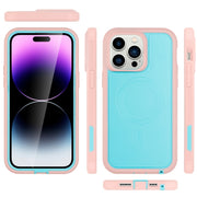 For iPhone 15 Pro Max Defender Series XT MagSafe Magnetic PC + TPU Shockproof Phone Case(Turquoise+Pink)