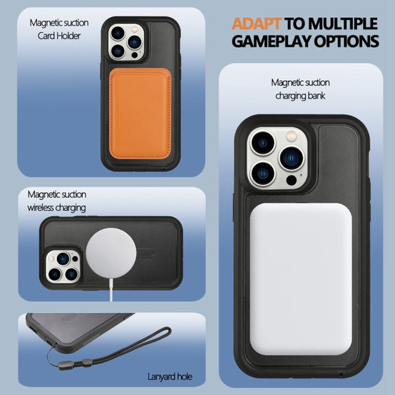 For iPhone 13 Pro Defender Series XT MagSafe Magnetic PC + TPU Shockproof Phone Case(Black)