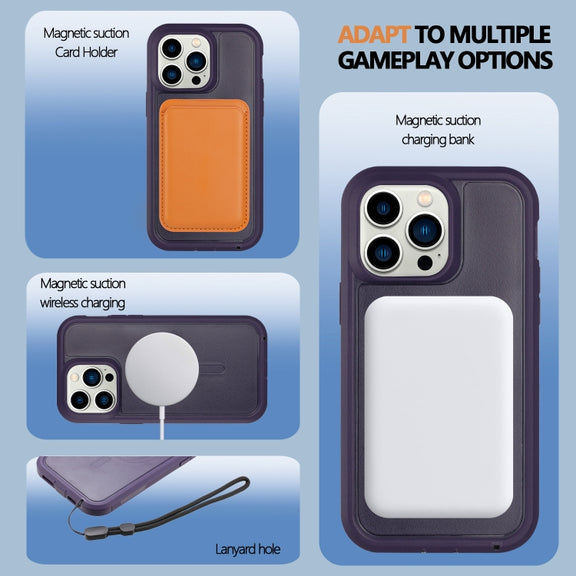 For iPhone 12 Pro Max Defender Series XT MagSafe Magnetic PC + TPU Shockproof Phone Case(Dark Purple)