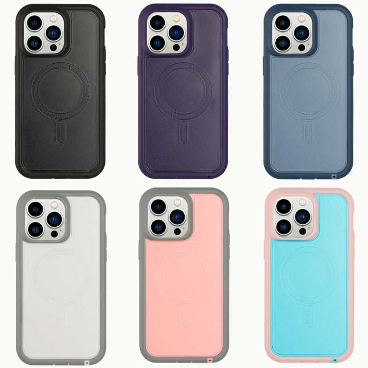 For iPhone 15 Pro Max Defender Series XT MagSafe Magnetic PC + TPU Shockproof Phone Case(Turquoise+Pink)