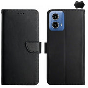 For Motorola Moto G85 5G Genuine Leather Fingerprint-proof Horizontal Flip Phone Case(Black)