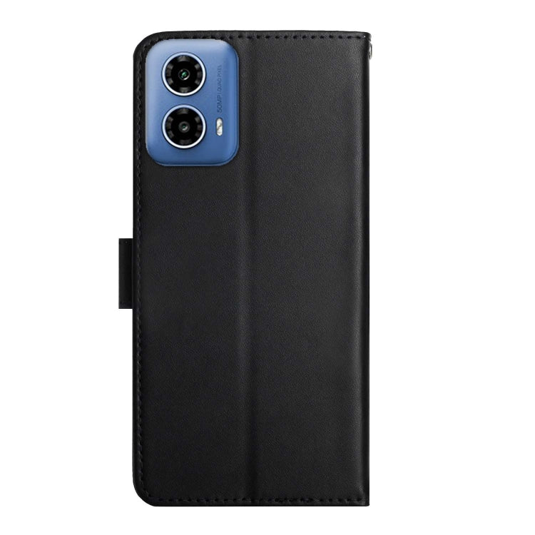 For Motorola Moto G85 5G Genuine Leather Fingerprint-proof Horizontal Flip Phone Case(Black)