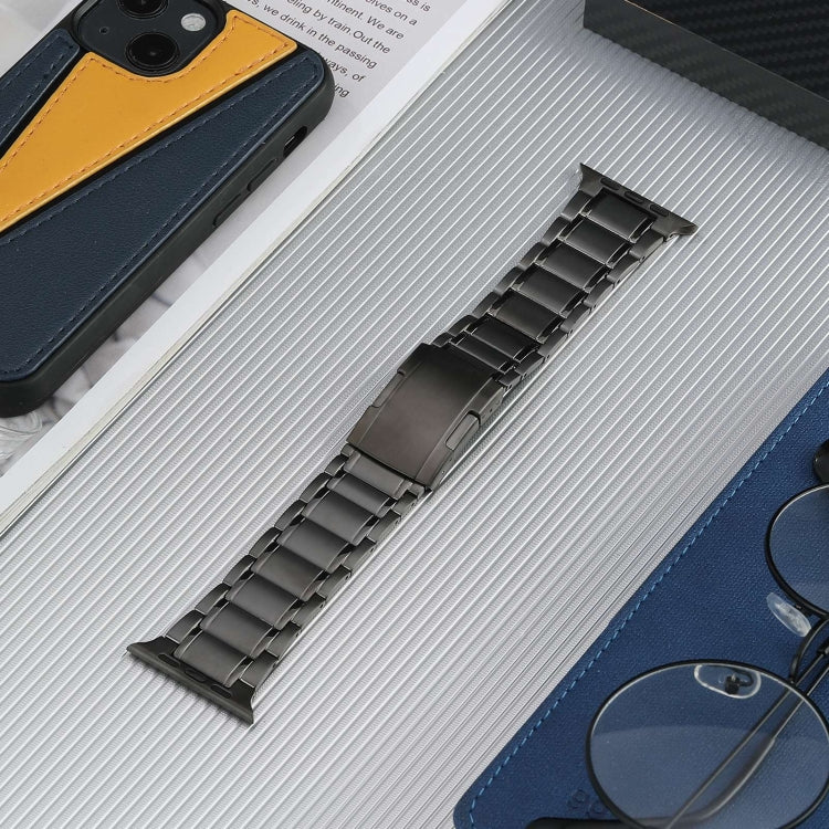 For Apple Watch Series 8 45mm Five Beads Turtle Buckle Titanium Steel Watch Band(Grey)