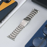 For Apple Watch Series 6 44mm Five Beads Turtle Buckle Titanium Steel Watch Band(Silver)