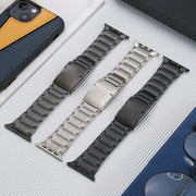 For Apple Watch Series 5 44mm Five Beads Turtle Buckle Titanium Steel Watch Band(Grey)