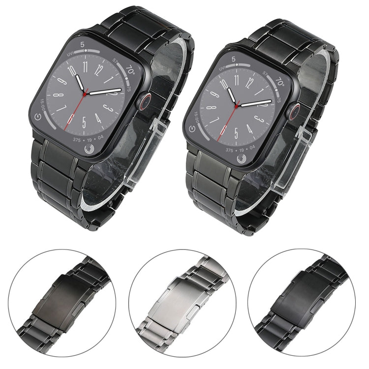 For Apple Watch Series 7 45mm Five Beads Turtle Buckle Titanium Steel Watch Band(Silver)