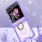 For Samsung Galaxy Z Flip6 GKK MagSafe Airbag Hinge Shockproof Phone Case with Ring Holder(Blue)