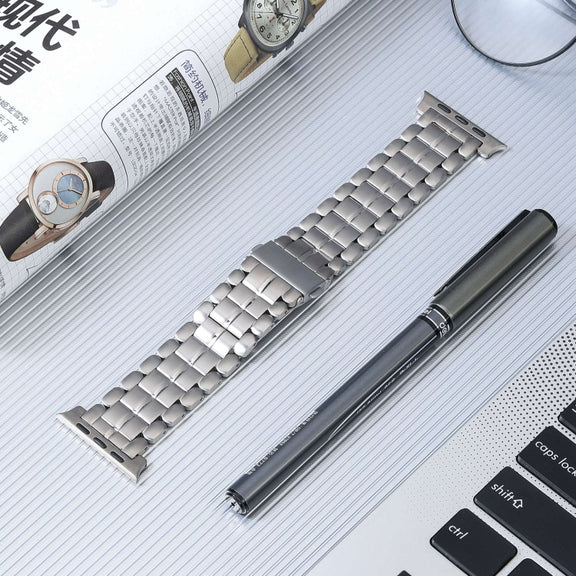 For Apple Watch Series 5 44mm Five Beads Titanium Steel Watch Band(Silver)