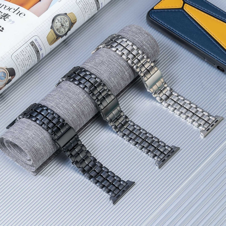 For Apple Watch 4 40mm Five Beads Titanium Steel Watch Band(Black)