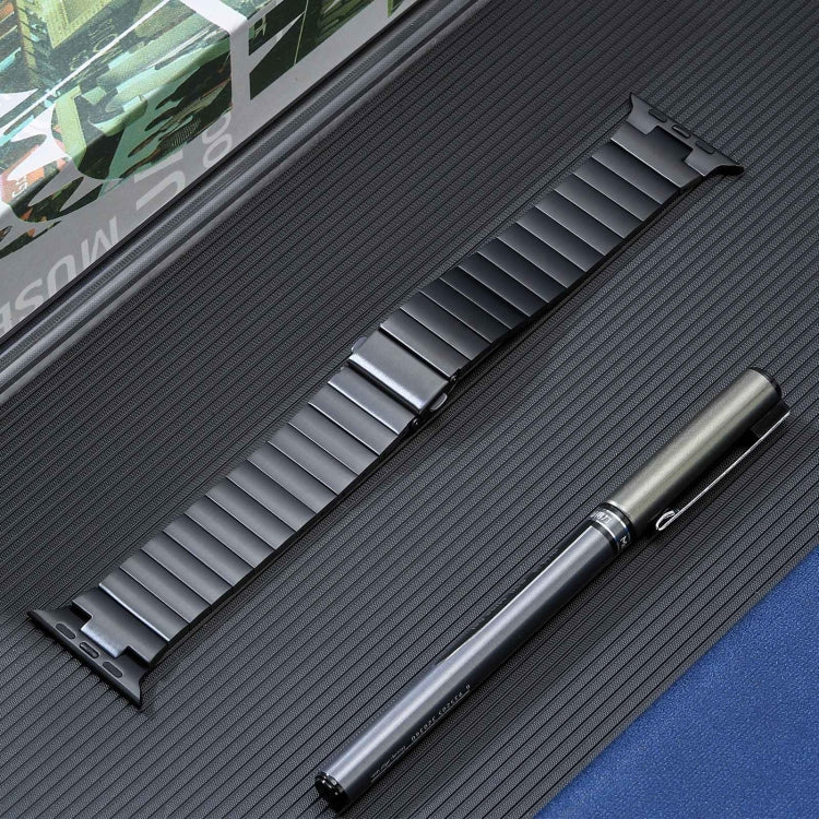 For Apple Watch Ultra 49mm Flat Buckle Stainless Steel Watch Band(Black)