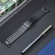 For Apple Watch Ultra 49mm Flat Buckle Stainless Steel Watch Band(Black)