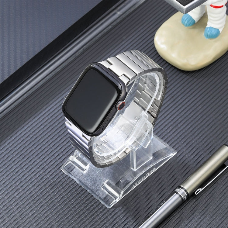 For Apple Watch Series 3 42mm Flat Buckle Stainless Steel Watch Band(Silver)