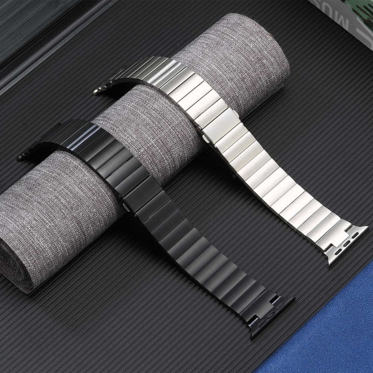 For Apple Watch Series 3 42mm Flat Buckle Stainless Steel Watch Band(Silver)