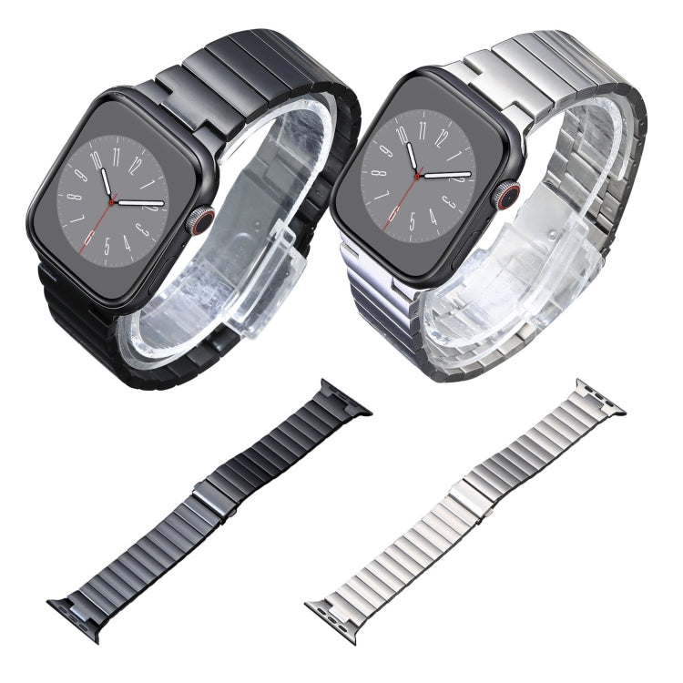 For Apple Watch Series 6 44mm Flat Buckle Stainless Steel Watch Band(Silver)
