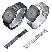 For Apple Watch 38mm Flat Buckle Stainless Steel Watch Band(Black)
