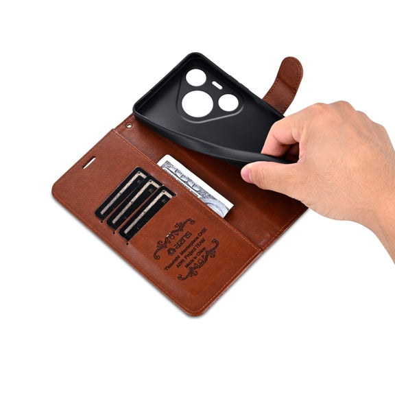 For Huawei Pura 70 Pro / 70 Pro+ AZNS Sheepskin Texture Flip Leather Phone Case(Brown)