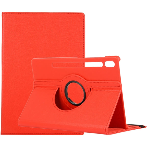 For Samsung Galaxy Tab S9 360 Degrees Rotation Holder Litchi Texture Leather Tablet Case(Red)