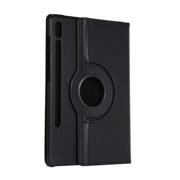 For Samsung Galaxy Tab S9 360 Degrees Rotation Holder Litchi Texture Leather Tablet Case(Black)