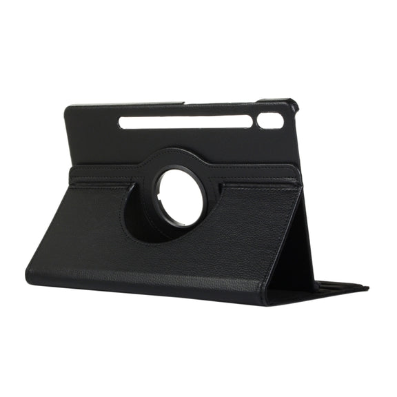 For Samsung Galaxy Tab S9 360 Degrees Rotation Holder Litchi Texture Leather Tablet Case(Black)