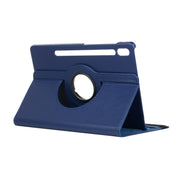 For Samsung Galaxy Tab S9 360 Degrees Rotation Holder Litchi Texture Leather Tablet Case(Blue)