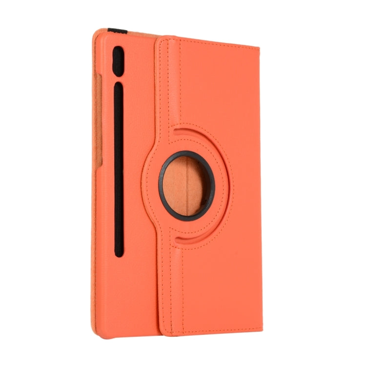 For Samsung Galaxy Tab S10 FE / S9 FE / S9 Litchi Texture 360 Degrees Rotation Holder Leather Tablet Case(Orange)