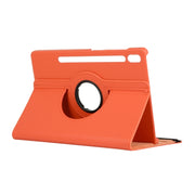 For Samsung Galaxy Tab S10 FE / S9 FE / S9 Litchi Texture 360 Degrees Rotation Holder Leather Tablet Case(Orange)