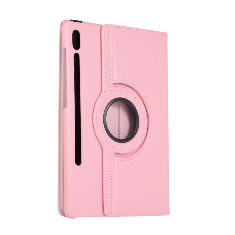 For Samsung Galaxy Tab S9 Ultra 360 Degrees Rotation Holder Litchi Texture Leather Tablet Case(Pink)