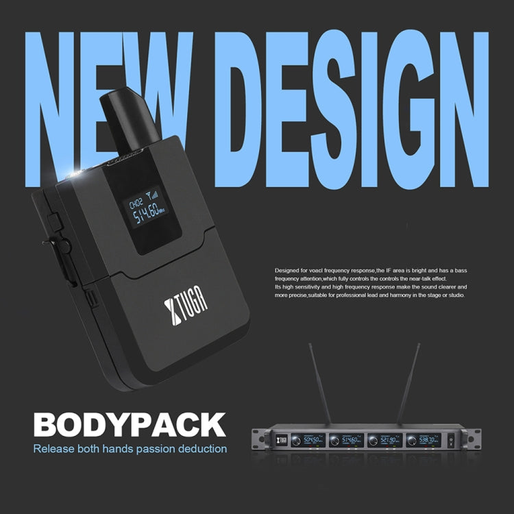 XTUGA A140-B Wireless Microphone System 4 BodyPack Headset Lavalier Microphone(UK Plug)