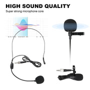 XTUGA A140-B Wireless Microphone System 4 BodyPack Headset Lavalier Microphone(UK Plug)