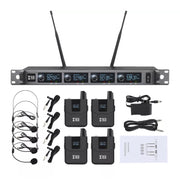 XTUGA A140-B Wireless Microphone System 4 BodyPack Headset Lavalier Microphone(AU Plug)