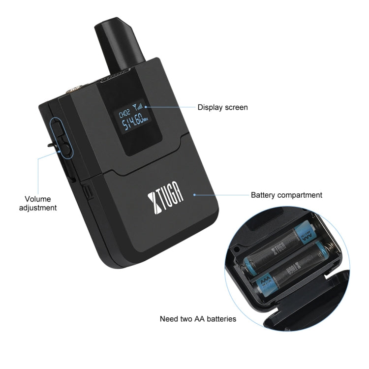 XTUGA A140-B Wireless Microphone System 4 BodyPack Headset Lavalier Microphone(UK Plug)