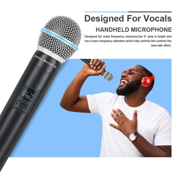 XTUGA A140-B Wireless Microphone System 4 BodyPack Headset Lavalier Microphone(UK Plug)