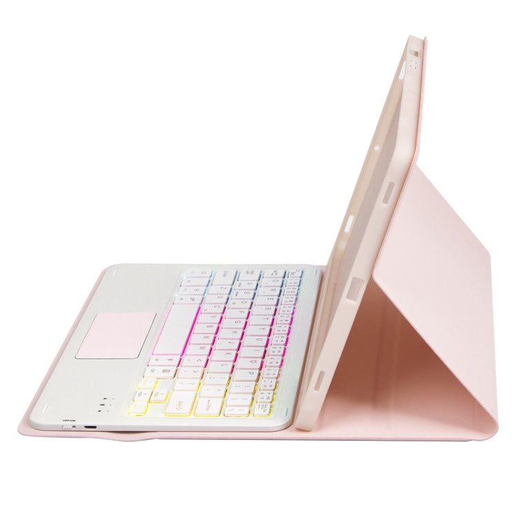 For Samsung Galaxy Tab S9 Candy Color Touch Backlight Bluetooth Keyboard Leather Tablet Case with Pen Holder(Pink)